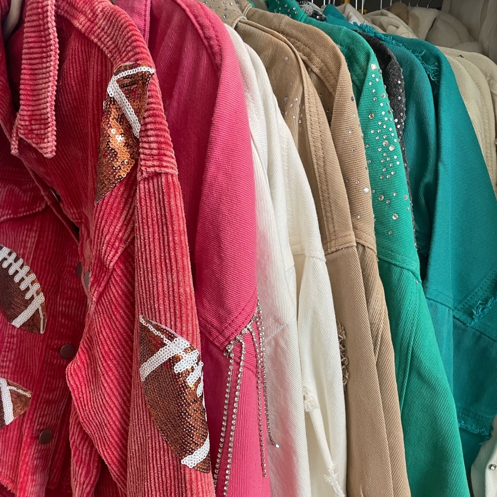 Restocked denim and rhinestone jackets new with tags